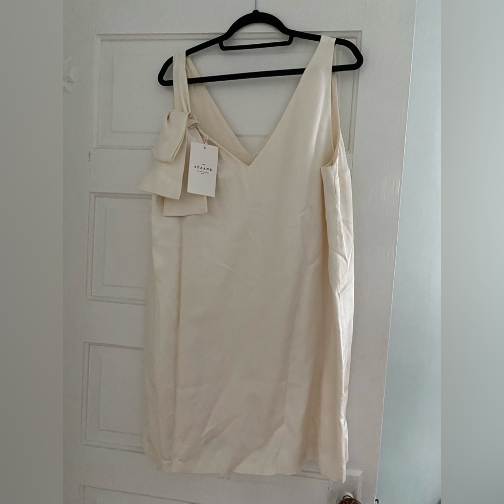 Sezane ivory shift dress, size 46, NWT